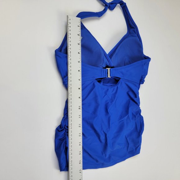 Athleta Tara Tankini Halter Swimsuit Top in Powerful Blue size 32D/DD Tall - Picture 10 of 10
